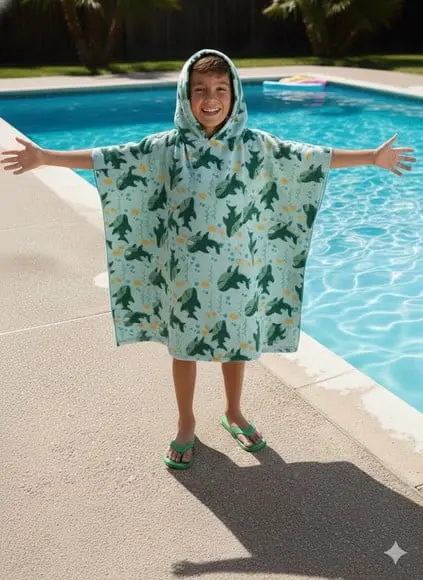 Poncho Infantil Capa c/ Capuz para Praia ou Piscina Roupão P
