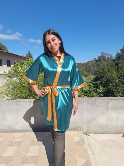 Robe Cetim Elastano Formatura Manga Bordado Person (min 25)