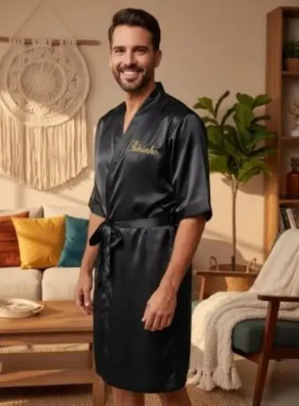 Robe Cetim Elastano Formatura Manga Bordado Person (min 25)