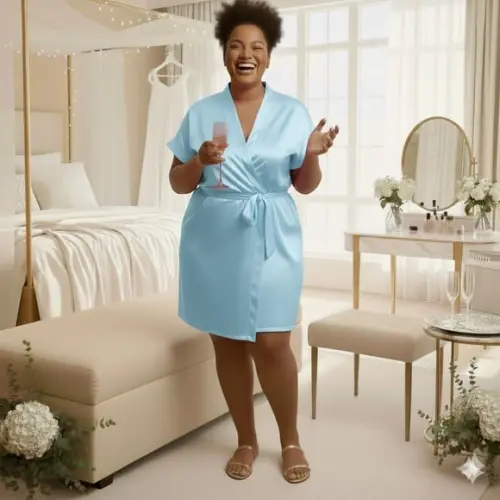 Robe de Cetim com Elastano Plus Size Personalizado (min 2)