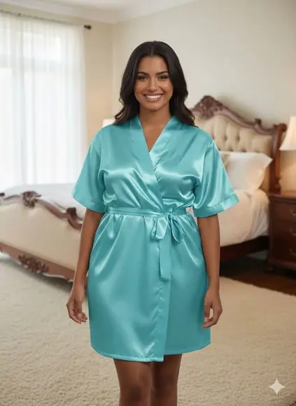 Robe de Cetim Elastano Plus Size com Manga Person (min 2)