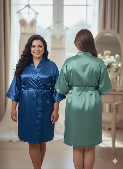 Robe de Cetim Elastano Plus Size com Manga Person (min 2)
