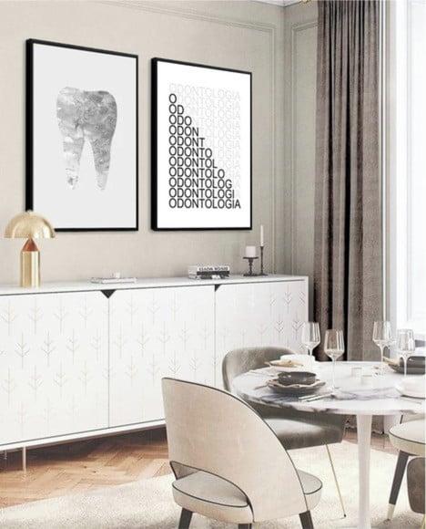 2 Quadros Consultório Odontologia Decoração Dentista Moldura