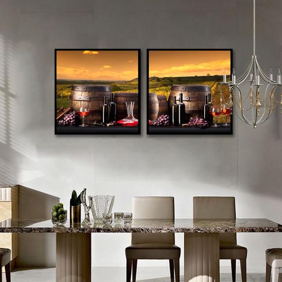 2 Quadros Cozinha Cheff Restaurante Vinho Decoração Moldura