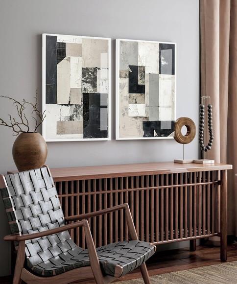 2 Quadros Decorativos Abstrato Moderno Mármore Luxo Vidro