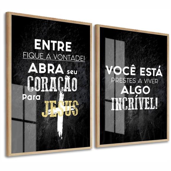 2 Quadros Decorativos Frases Motivacional Jesus Cristo Vidro