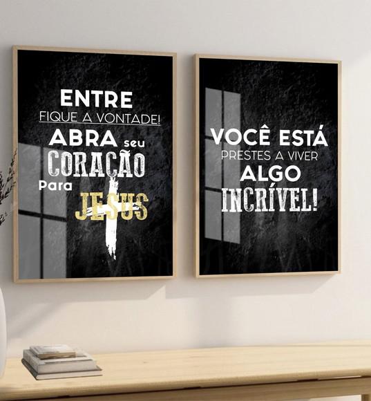 2 Quadros Decorativos Frases Motivacional Jesus Cristo Vidro