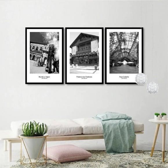 3 Quadros Cidade Gramado Rio Grande Do Sul Decoração Moldura