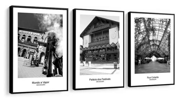 3 Quadros Cidade Gramado Rio Grande Do Sul Decoração Moldura