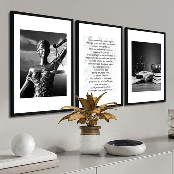 3 Quadros Decorativos Advogado Juramento Escritório Molduras