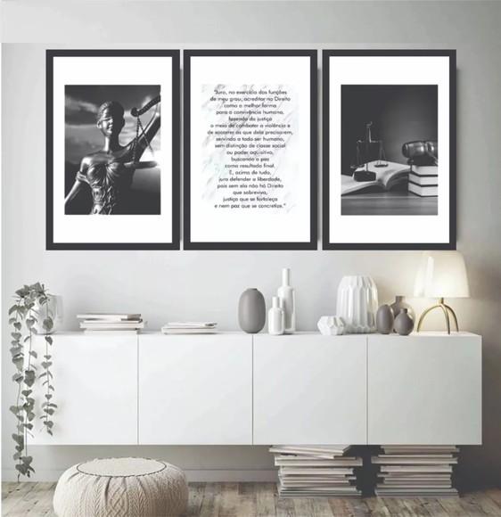 3 Quadros Decorativos Advogado Juramento Escritório Molduras