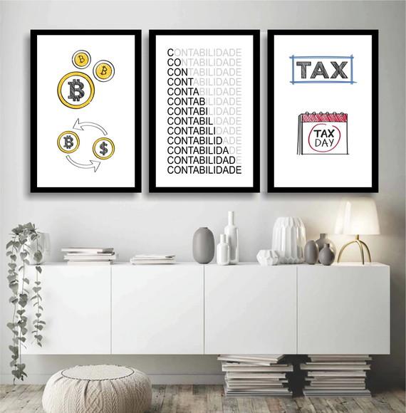 3 Quadros Decorativos Escritório De Contabilidade Moldura