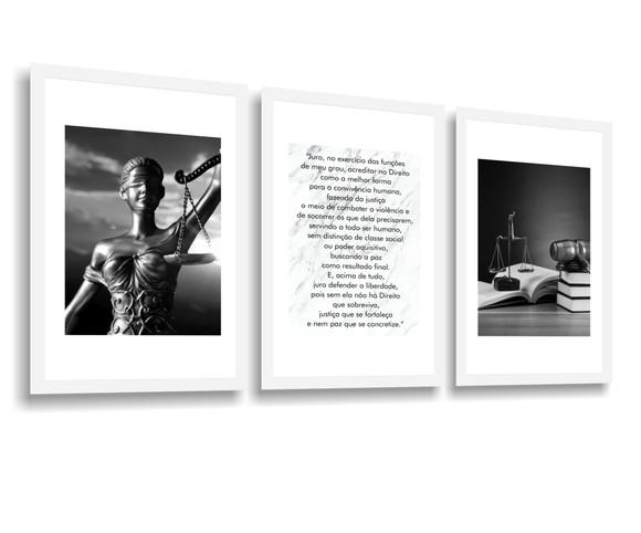 3 Quadros Decorativos Escritório Direito Recepção Moldura