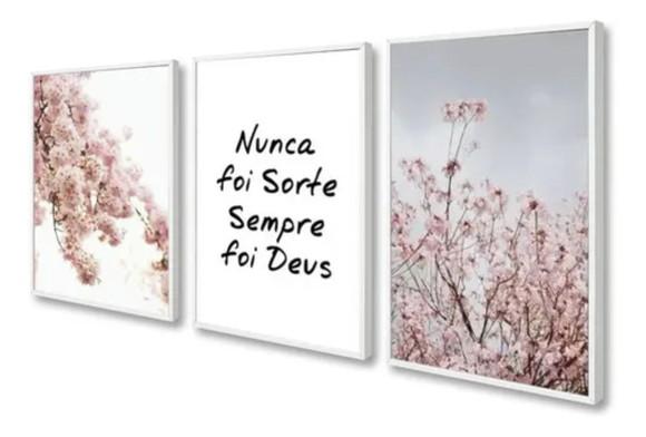 3 Quadros Decorativos Flores Rosas Jardins Botânico Moldura