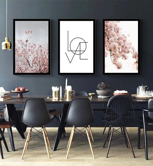 3 Quadros Decorativos Folhagem Love Quarto De Casal Molduras