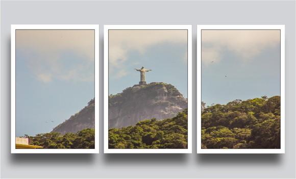 3 Quadros Decorativos Rio De Janeiro Cristo Redentor Moldura