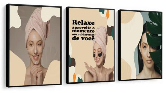 3 Quadros Estética Salão Frases Decoração Depilação Moldura