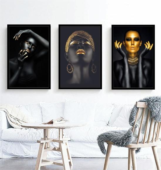 3 Quadros Mulheres As Africanas Maquiagem Decoração Molduras
