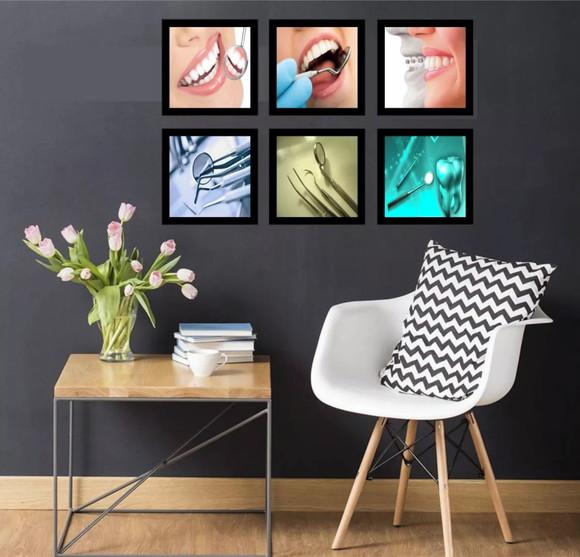 6 Quadros Decorativos Consultório Dentistas Odonto Moldura