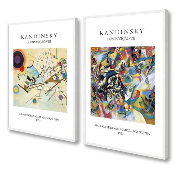 Kit 2 Quadros Decorativos Abstrato Artista Kandinsky Moldura