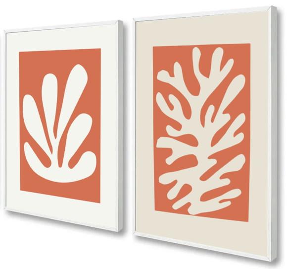 Kit 2 Quadros Decorativos Abstrato Matisse para Sala Moldura