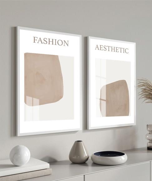 Kit 2 Quadros Decorativos Abstrato Moderno Com Moldura Vidro