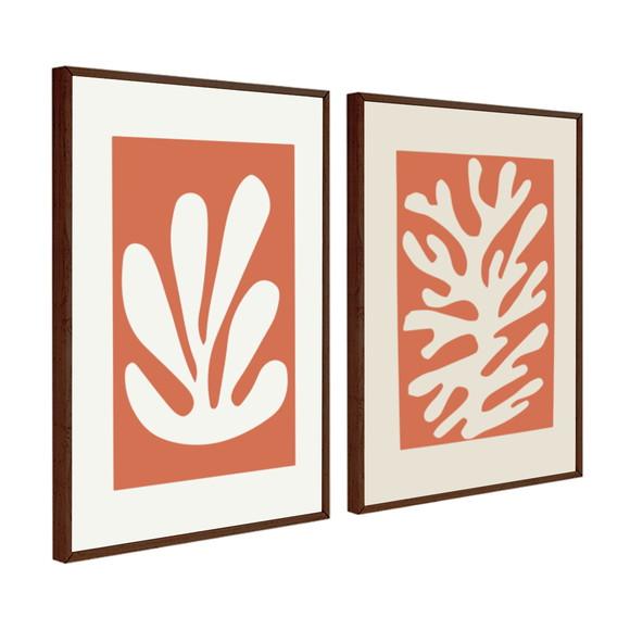 Kit 2 Quadros Decorativos Abstrato Moderno Para Sala Moldura