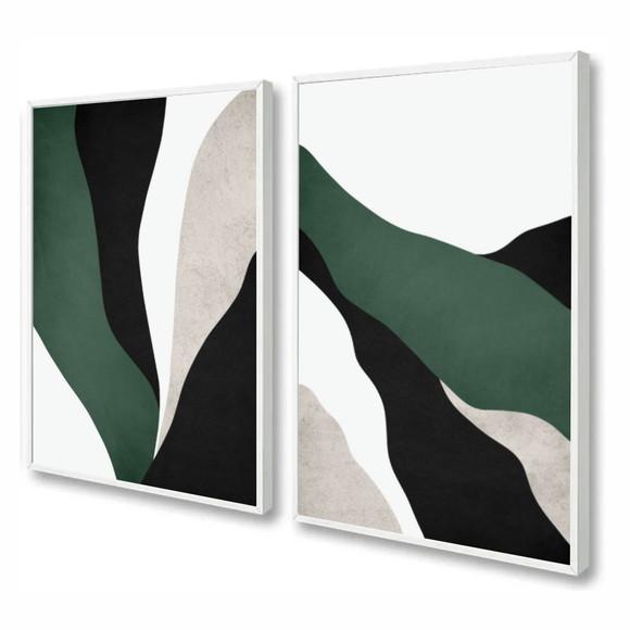 Kit 2 Quadros Decorativos Abstrato Moderno Para Sala Moldura