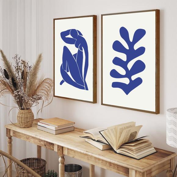 Kit 2 Quadros Decorativos Abstratos Modernos Matisse Moldura