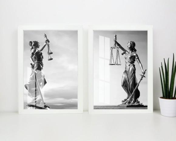 Kit 2 Quadros Decorativos Advogado Escritório Moldura Vidro