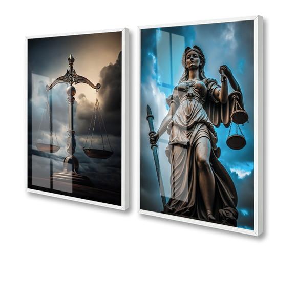 Kit 2 Quadros Decorativos Advogado Escritório Moldura Vidro