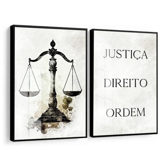 Kit 2 Quadros Decorativos Advogado Frases Moldura e Vidro