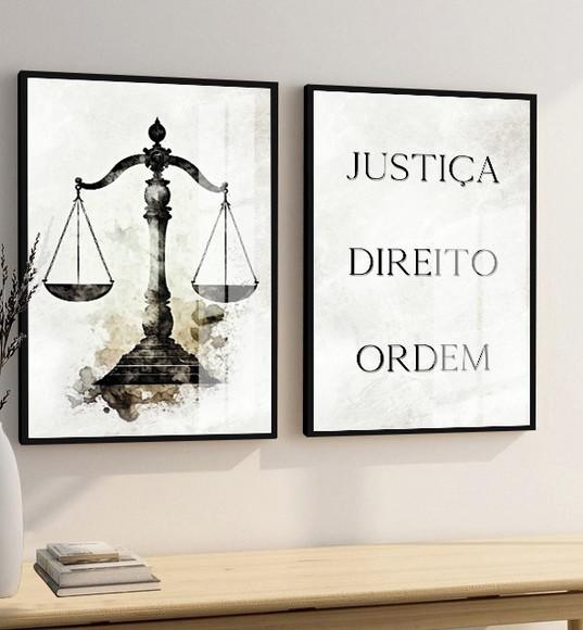 Kit 2 Quadros Decorativos Advogado Frases Moldura e Vidro