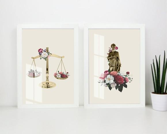 Kit 2 Quadros Decorativos Advogado Moderno Moldura e Vidro