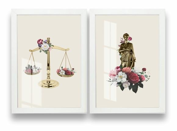 Kit 2 Quadros Decorativos Advogado Moderno Moldura e Vidro
