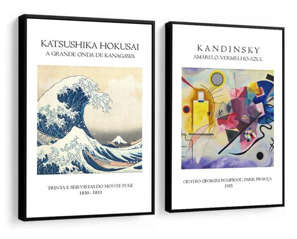 Kit 2 Quadros Decorativos Artista Kandinsky Abstrato Moldura