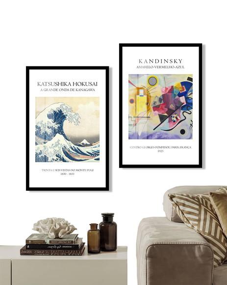 Kit 2 Quadros Decorativos Artista Kandinsky Abstrato Moldura