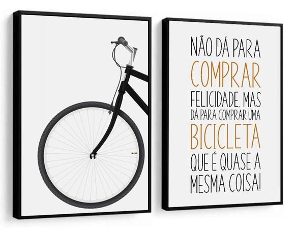 Kit 2 Quadros Decorativos Bicicleta Frases Para Quarto Sala