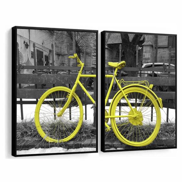 Kit 2 Quadros Decorativos Bicicleta Para Quarto Sala Moldura