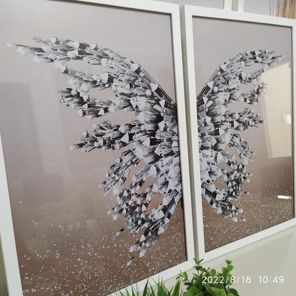 Kit 2 Quadros Decorativos Borboleta Para Sala Moldura Vidro