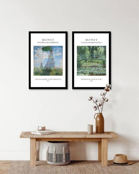Kit 2 Quadros Decorativos Edouard Monet para Sala Moldura