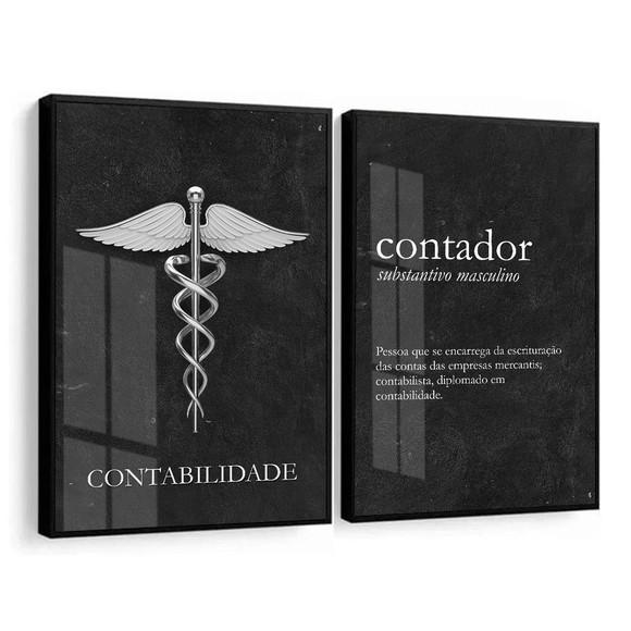 Kit 2 Quadros Decorativos Escritório Contabilidade com Vidro