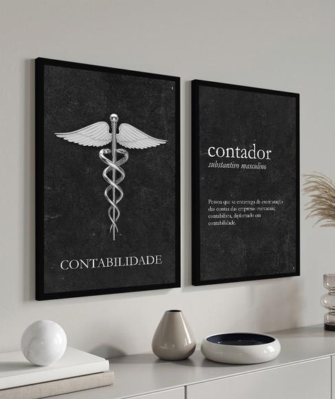 Kit 2 Quadros Decorativos Escritório Contabilidade Moldura
