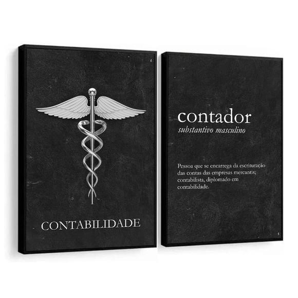 Kit 2 Quadros Decorativos Escritório Contabilidade Moldura