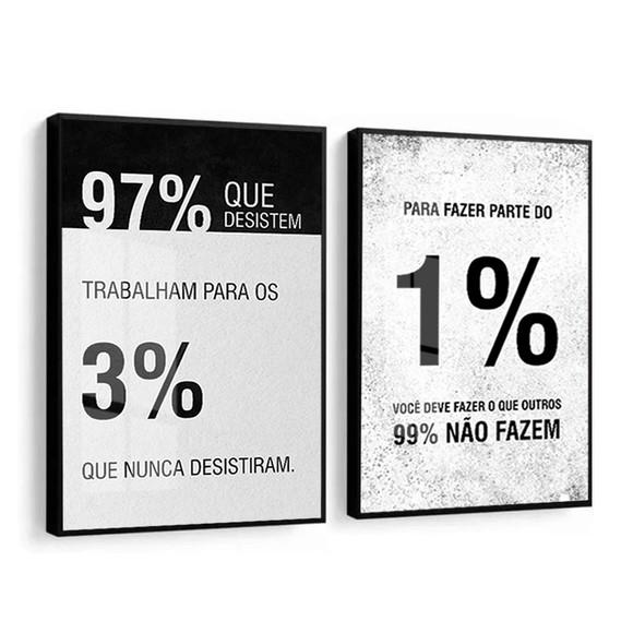 Kit 2 Quadros Decorativos Frases Escritório Motivação Vidro