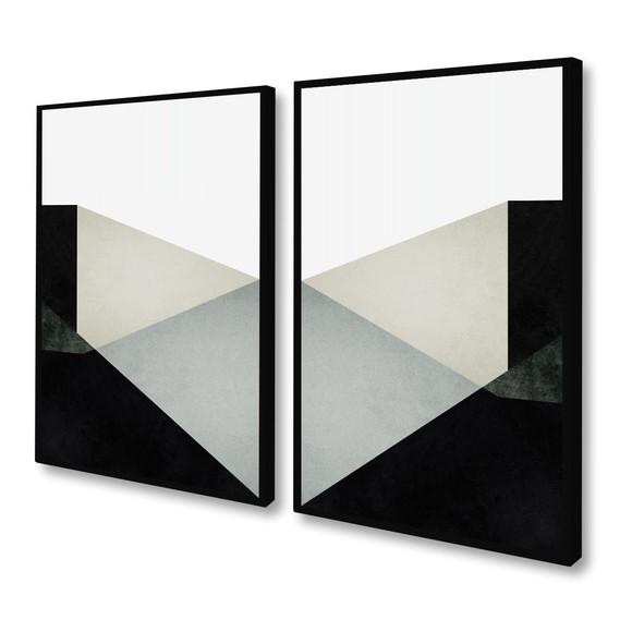 Kit 2 Quadros Decorativos Geométrico Moderno Abstrato Luxo