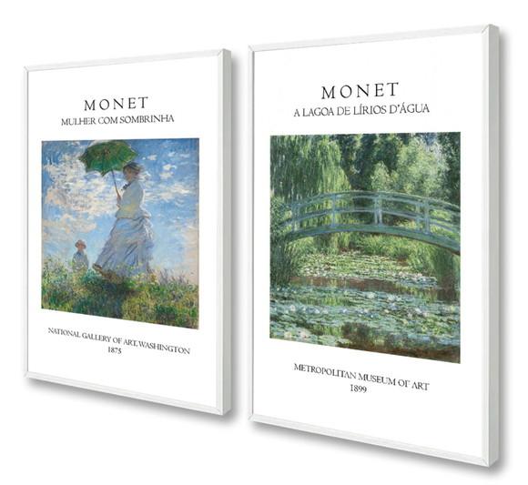 Kit 2 Quadros Decorativos Manet Para Sala Quarto Com Moldura