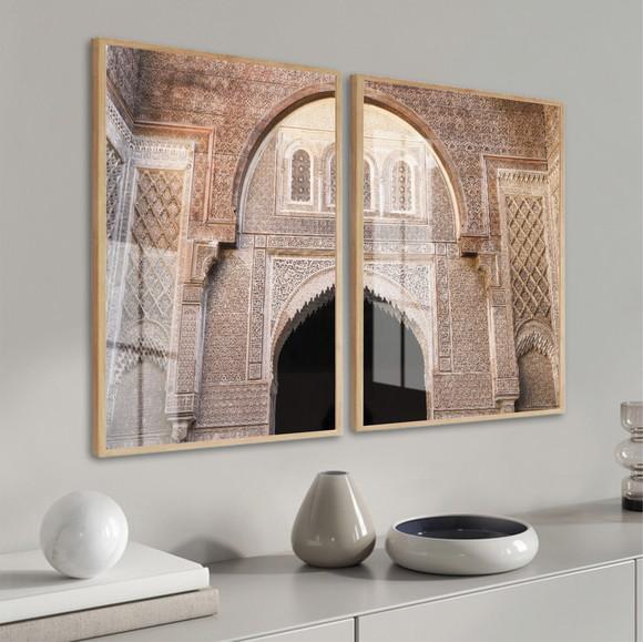Kit 2 Quadros Decorativos Marrocos Porta Moldura e Vidro