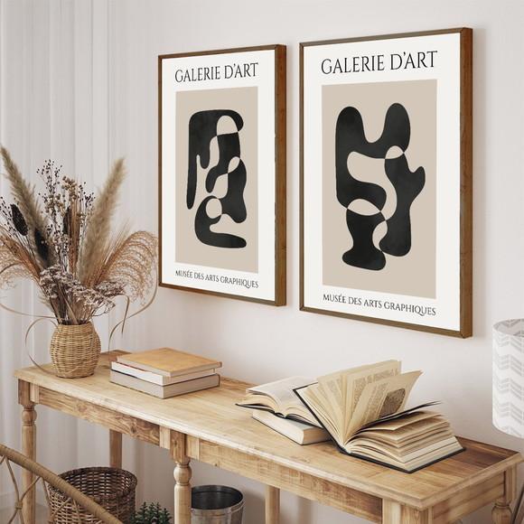 Kit 2 Quadros Decorativos Matisse Abstrato Frase Com Moldura