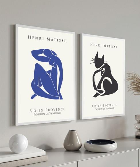 Kit 2 Quadros Decorativos Matisse Moderno Para Sala Moldura